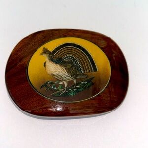 VINTAGE SIGNED DALE LARISON PHEASANT BELT BUCKLE WOOD 286/300